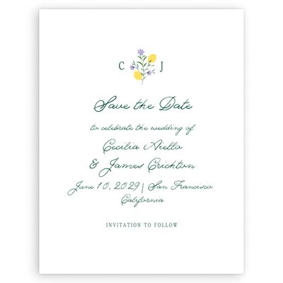 White Greenery Wedding Digital Save the Date - Brume Portrait