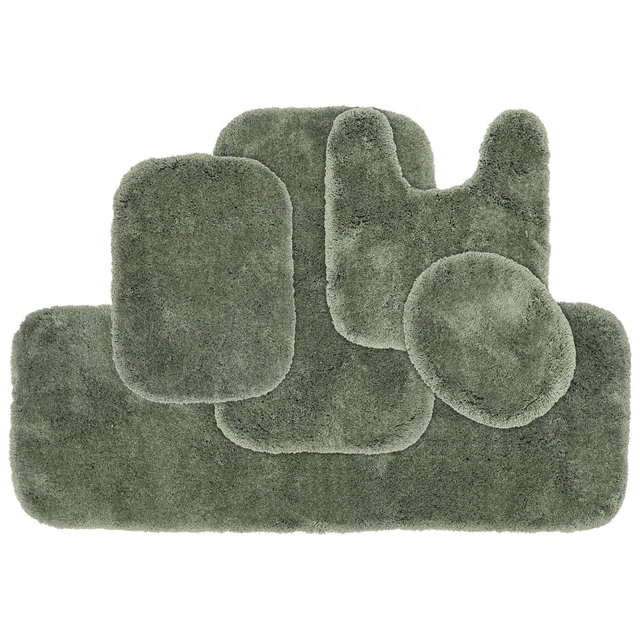 Garland Rug 5pc Finest Ultra Luxury Plush Washable Bath Rug Set Deep Fern : Microfiber, Machine Washable, Non-Slip Backing
