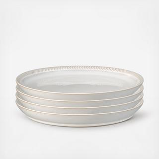 Natural Canvas Chevron Textured Coupe Dinner Plates , Set of 4
