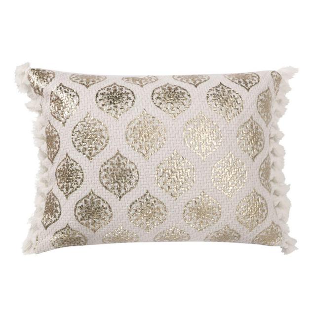 Levtex Home Kalahari Oblong Throw Pillow in White/Gold