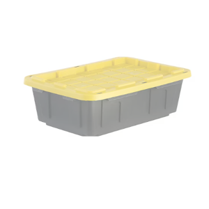 Project Source Commander Medium 15-Gallons (60-Quart) Black and Yellow Tote with Standard Snap Lid