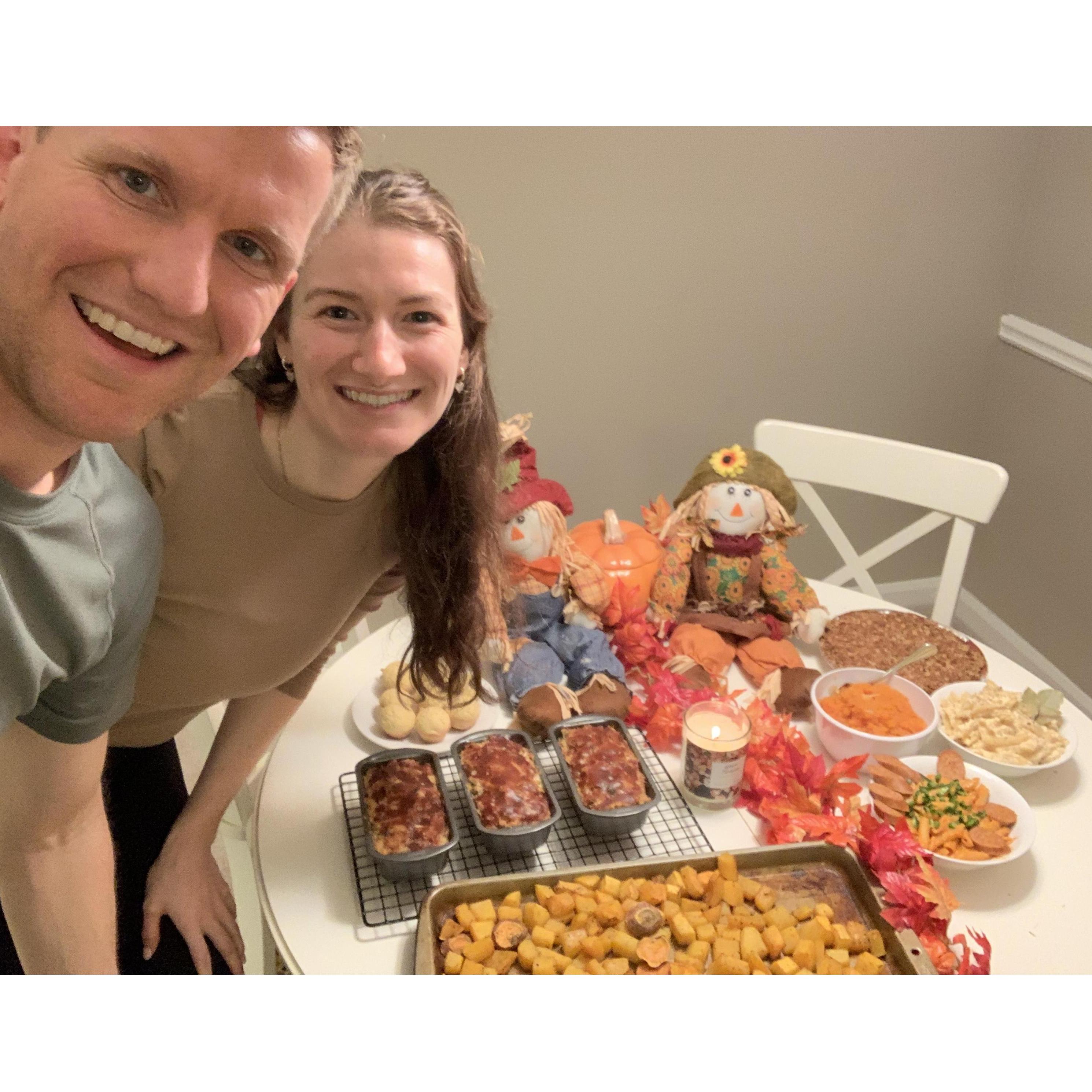 Our first Thanksgiving together as just the two of us after coming down with Bronchitis. We still had such a blast and special holiday especially with our mac and cheese cook off!