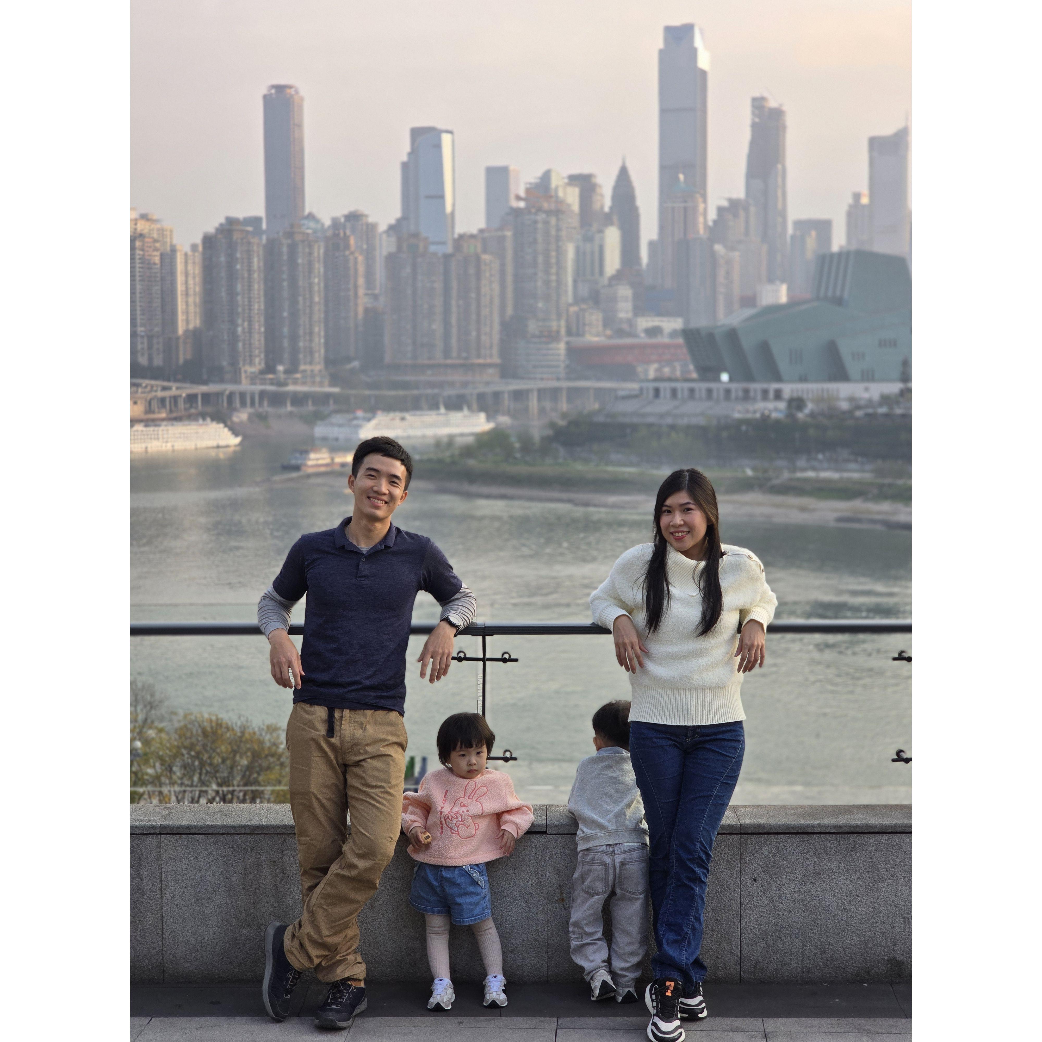 Rachel with the two loves of her life, and Jie-Han