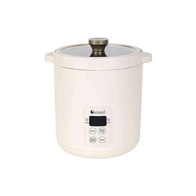 soseki Rice Cooker Small, 2 Cups Uncooked Mini Rice Cooker, One-Touch Screen with 4 Presets Rice Cooker For 1-2 people, 1.2L(1.3 QT) Yogurt Maker For Oatmeal,Macaroni,Borscht,Hot Pot (Pearl White)
