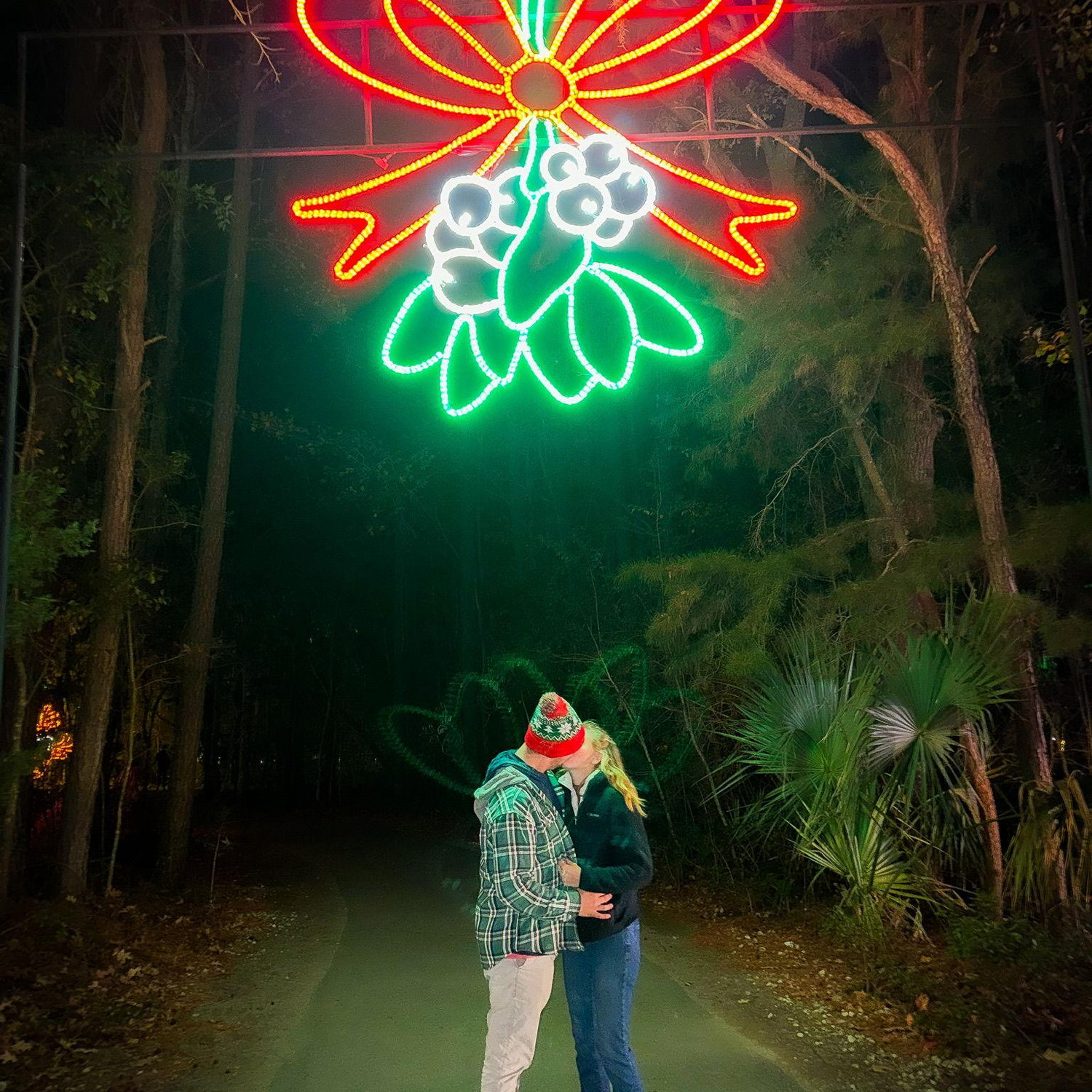 Kissing under the mistletoe!