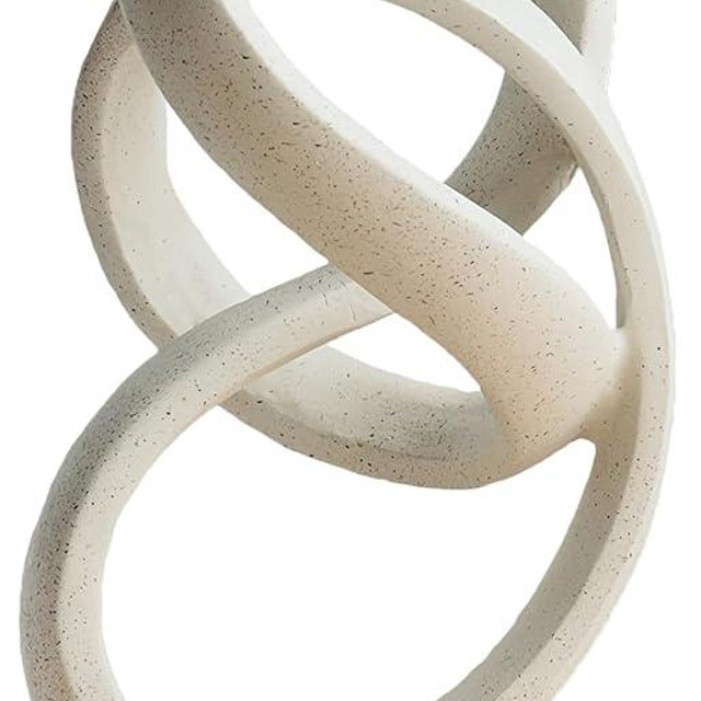 LAIKEARTS 10" Modern Abstract Ribbon Decorative Sculpture, Knot Sculptures,Home Decor,Coffee Table Statues,Dining Living Room Desk Decor（White）