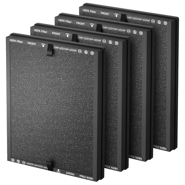 FCFMY 4 Packs HAP602 Replacement Filter Compatible with ECOSELF HAP602 HAP602WF Air Cleaner Purifier, 3-in-1 Filtration of Pre-Filter & Activated Carbon Filter