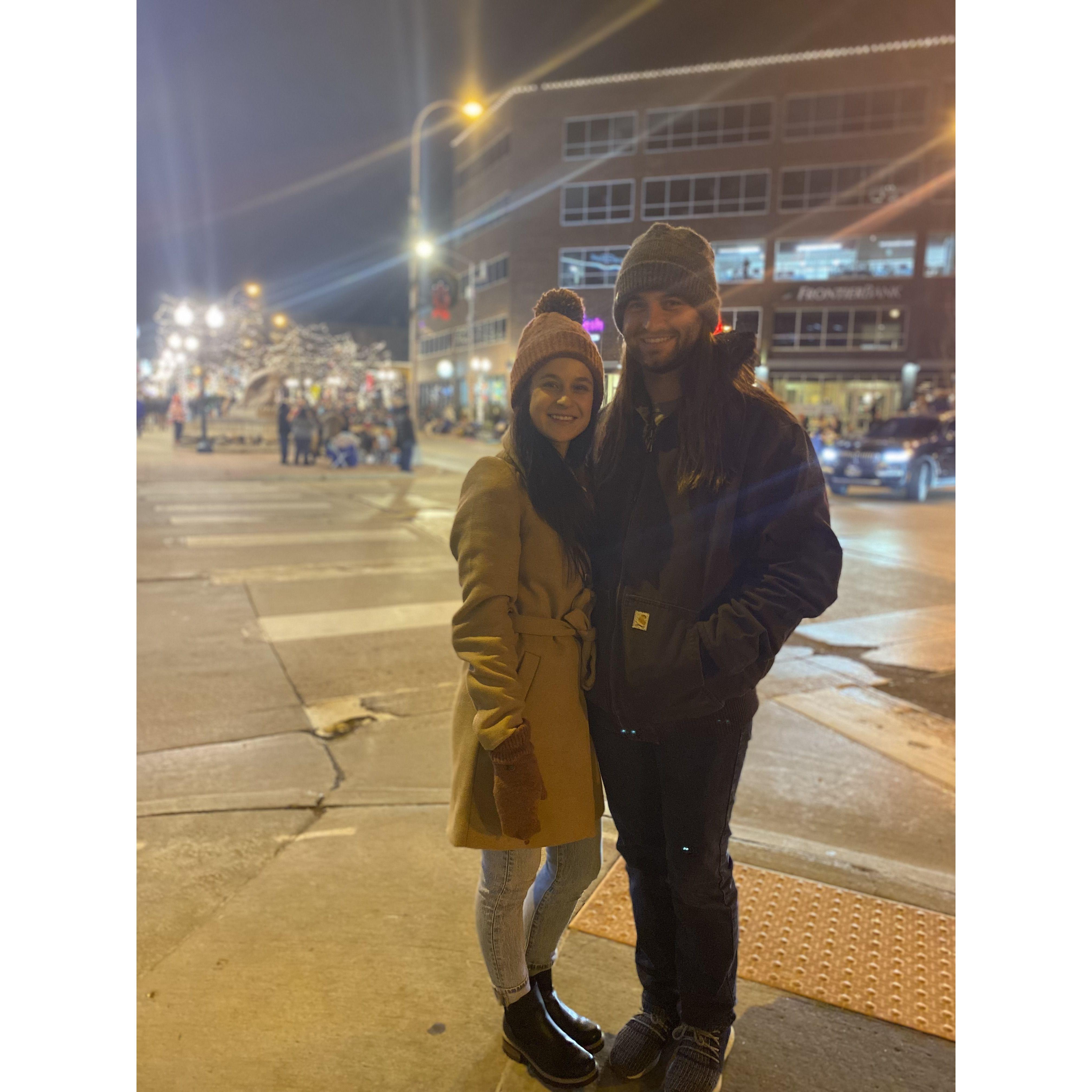 Louie's first trip to east river South Dakota! At the Parade of Lights in downtown Sioux Falls