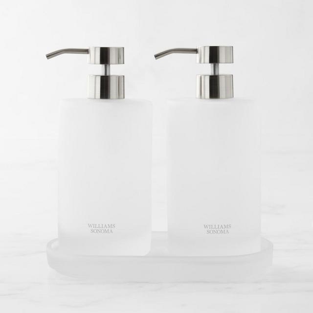 Hold Everything Frosted Soap & Lotion Dispenser with Caddy, Set of 2