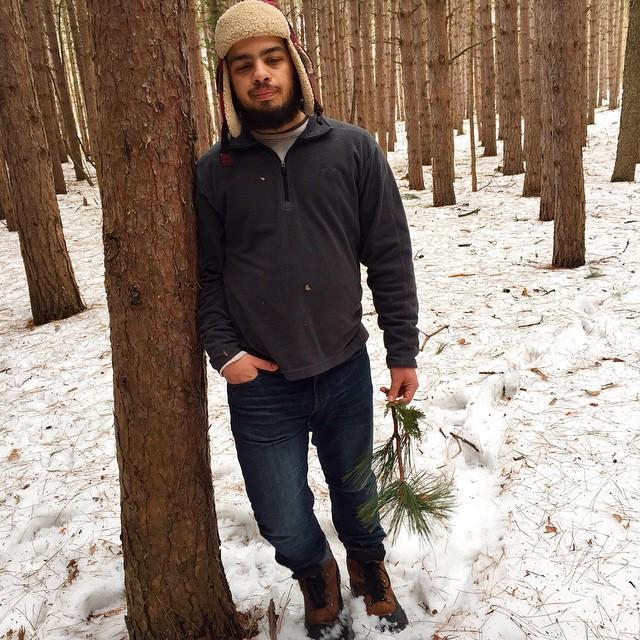 March 17th, 2015:
During their explorations of snowy Northern Michigan, Samantha took this photo without Emilio noticing. 😉