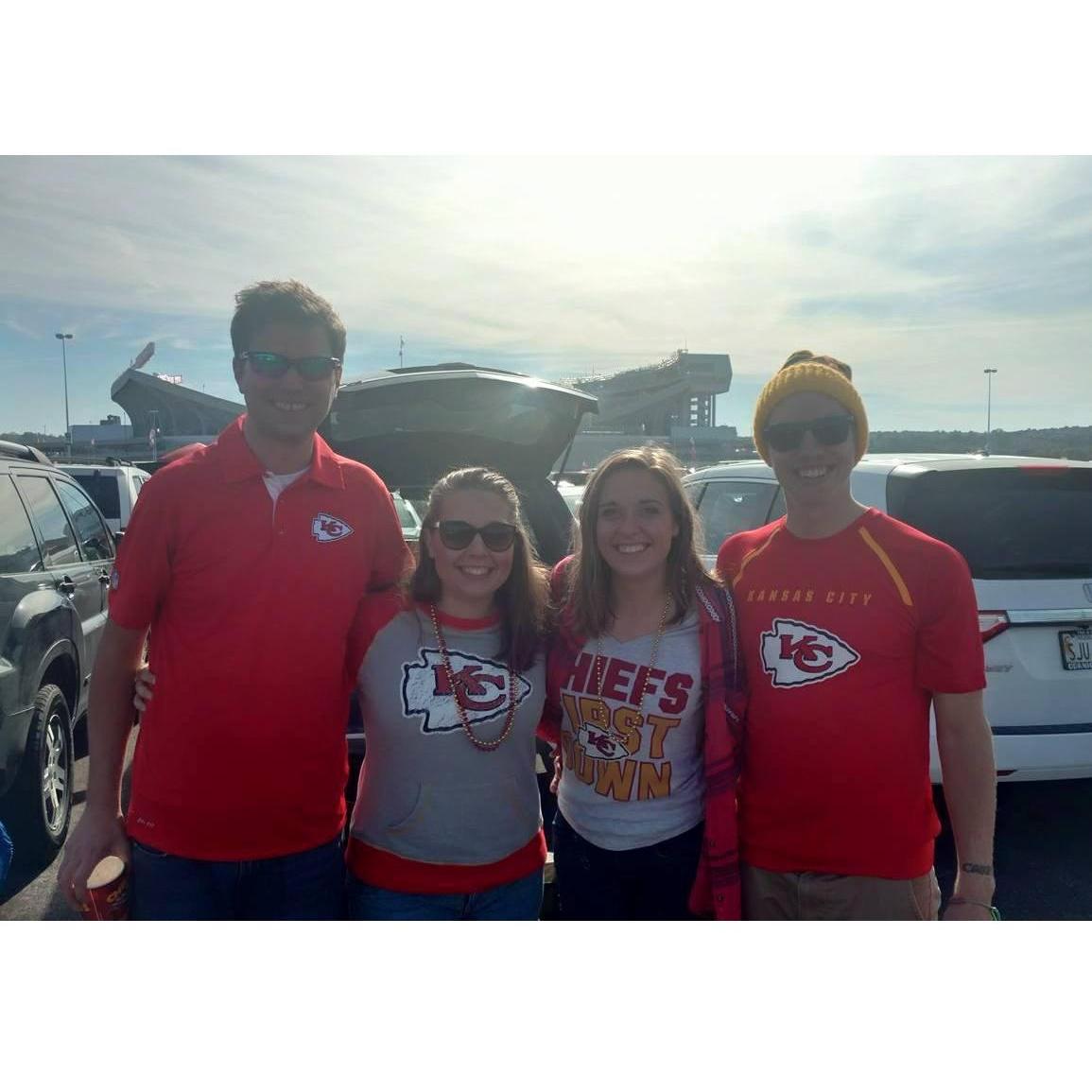 Our first Chief's game, with Josie and Emory