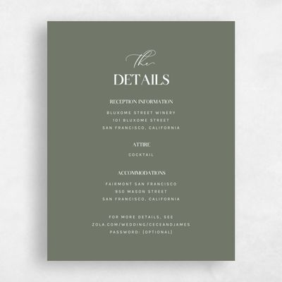 Dark Sage, Green Wedding Enclosure - Margret