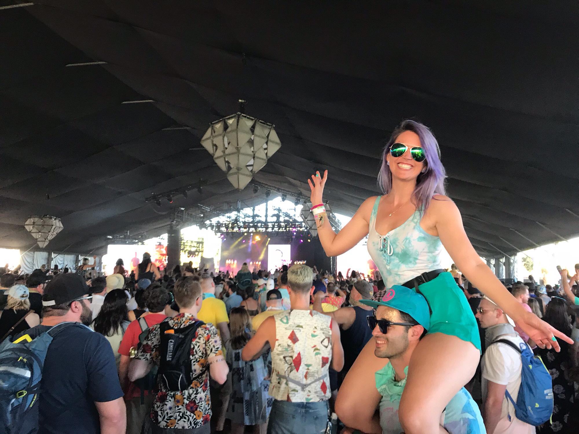 George and I at Coachella 2018 and my first and only time with purple hair.