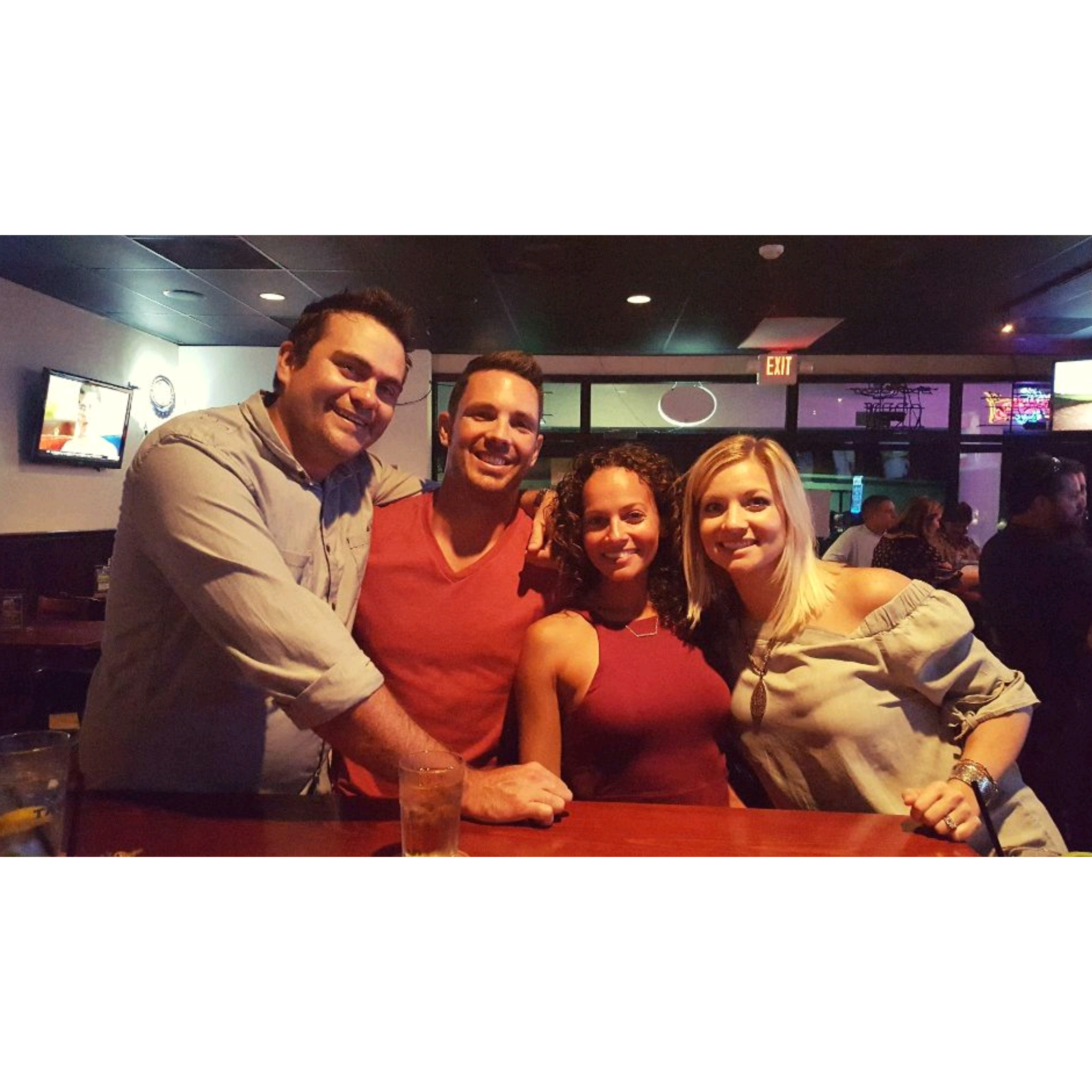 A picture from our first date, with our friends that set us up Jordan and Charlene DeMers.