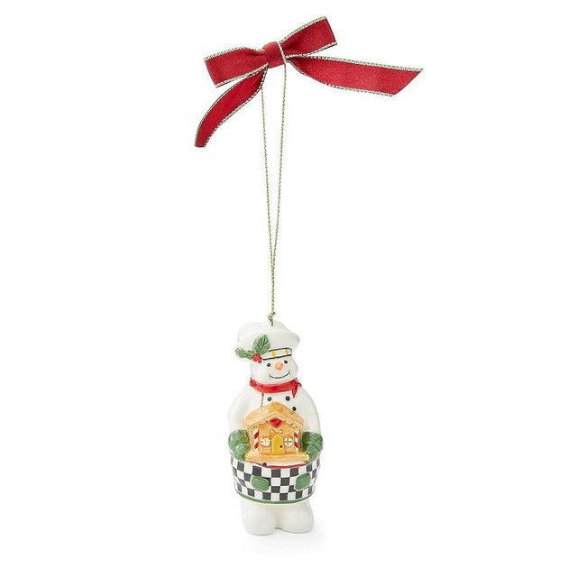 Spode Snowman Baker Ornament - Festive Holiday Decor Accent in Dolomite - Traditional Christmas Ornament for Tree Trimming & Seasonal Gifting - Minimalist Home Decoration