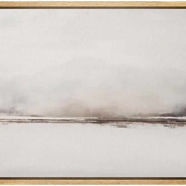 SIGNLEADER Framed Canvas Print Wall Art Minimalist Abstract Landscape Neutral Toned Misty Nature Wilderness Illustrations Modern Art Decorative for Living Room, Bedroom, Office - 24"x36" Natural