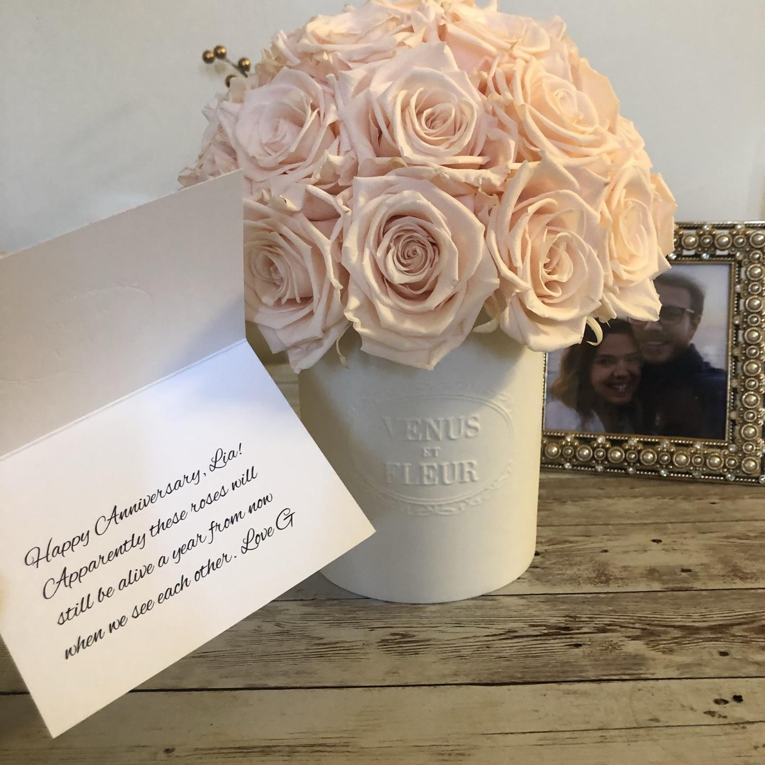 Our first anniversary, celebrated long distance / Fall 2020