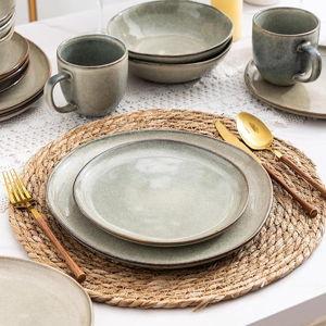 AmorArc Ceramic Dinnerware Set (Service for 8), Color: Reactive Glaze