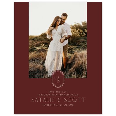Maroon, Red Wedding Digital Save the Date - Korina Photo