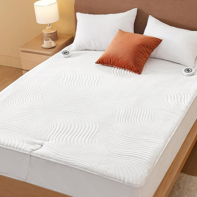 Bedsure Heated Mattress Pad Queen - Bed Warmer with Memory & Preheat Functions, 12-Hour Auto Off & 10 Heat Settings, Dual Controllers, Fast Heating, Jacquard Electric Mattress Pad Queen, 60"x80"