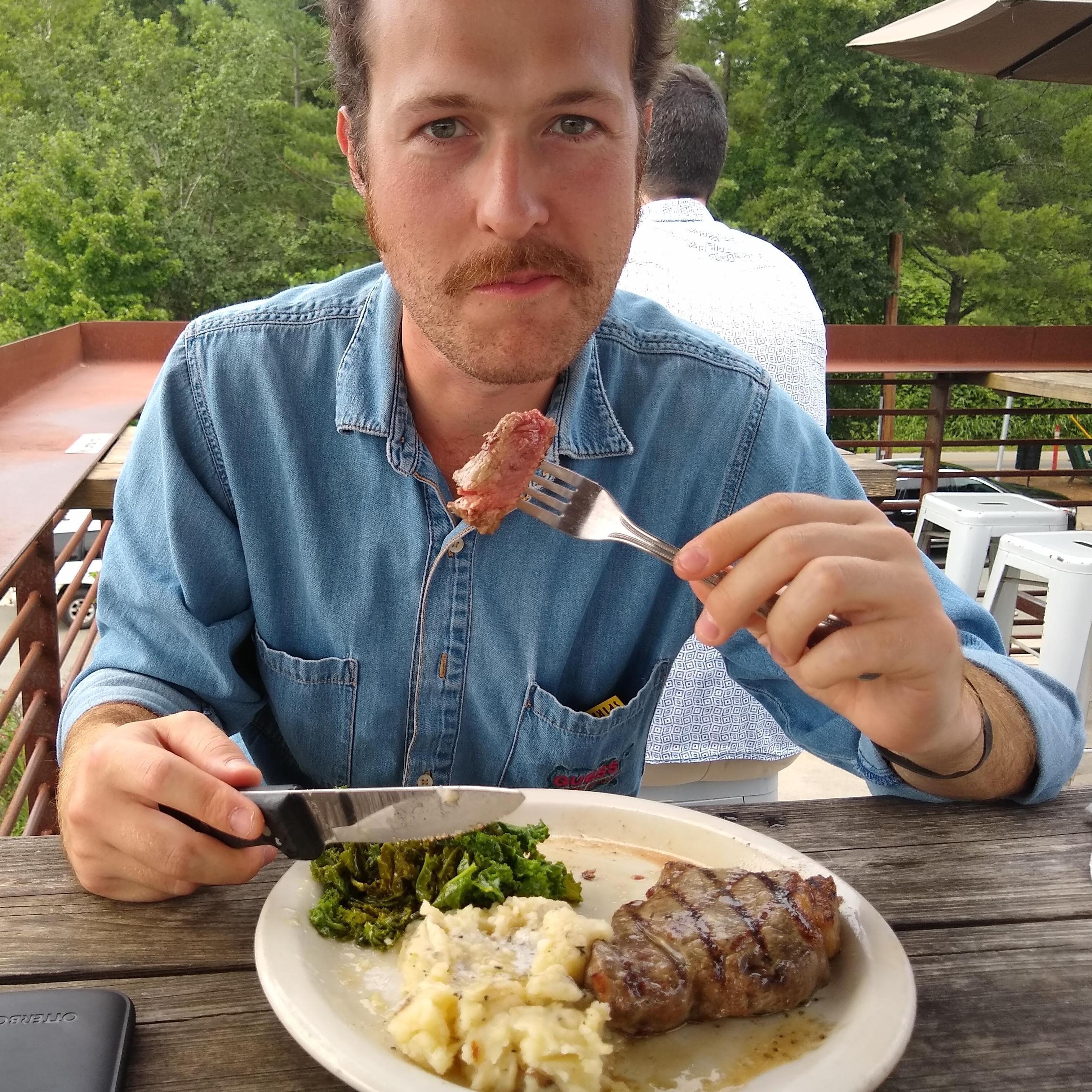 Jeff with his favorite food: steak - 2019