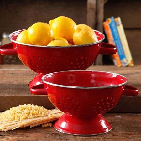 The Pioneer Woman Flea Market 2-Count Metal Colander, 3-Quart and 5-Quart