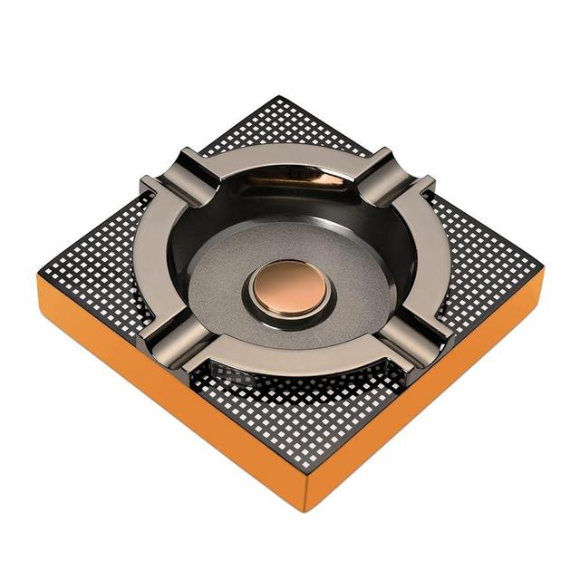 OILP Cigar Ashtray Metal Outdoor Cigar Cigarette Ashtray for Outside Patio/Home Decor Modern Table Cigar Ashtrays,Cigar Ash tray Accessories Gifts for Men-(Square,Alloy)