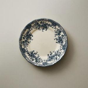 FLORAL EARTHENWARE SIDE PLATE - BLUE
