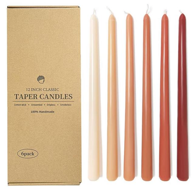 12 Inch Taper Candles 6 Pcs Unscented, Smokeless, Dripless Long Tapered Candlesticks Candles for Christmas Birthday Dinner Wedding Party Home Decor