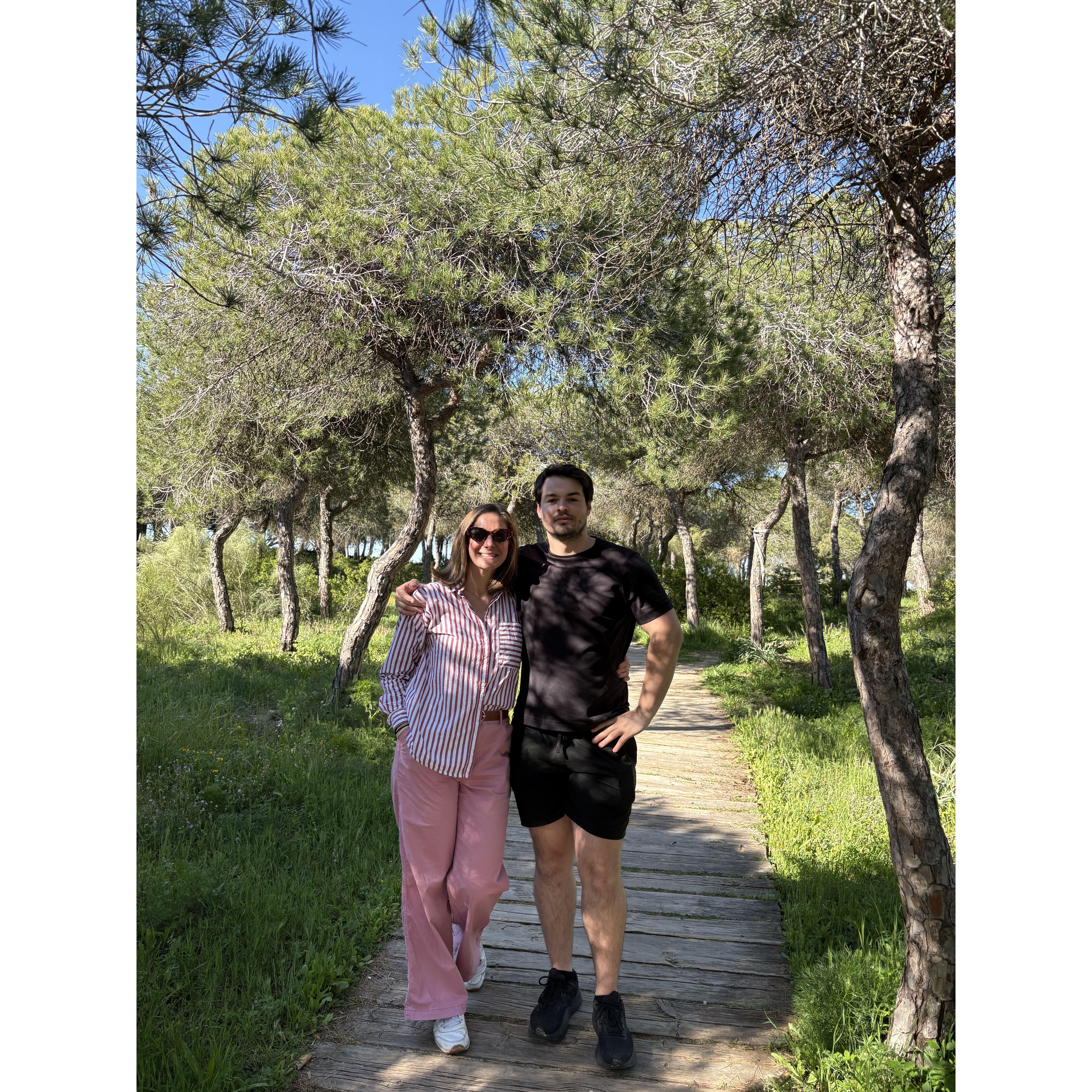 Here is a picture of us walking along the Pine trees on the way from Playa De La Luz to the city center!