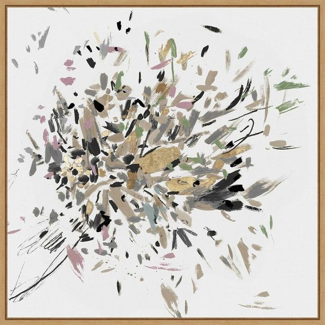 22" x 22" Dabbing Bouquet by Asia Jensen Framed Canvas Wall Art Light Brown - Amanti Art