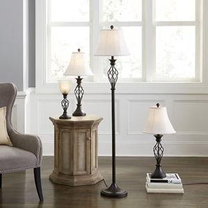 allen + roth Clairiby Transitional Medium base (E-26) Lamp Set with Off-white Shades