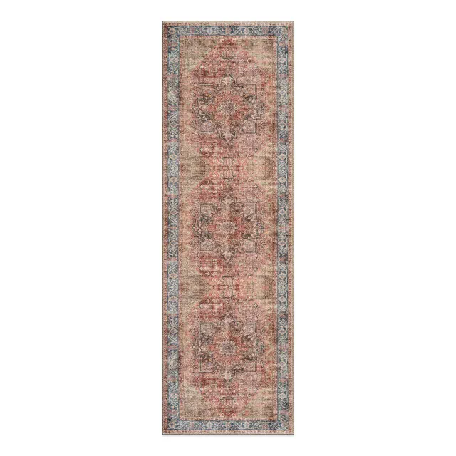 World Rug Gallery Calista Multi Vintage Indoor Rug – Machine Washable Flat Pile with Non-Slip Backing - MULTI 2'6"x6'