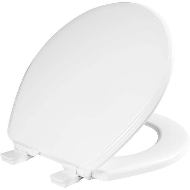 Bemis Ashland Modern Wood Toilet Seat with Decorative Edge, Slow Close, Secure Hinges, Made in USA, Round, White