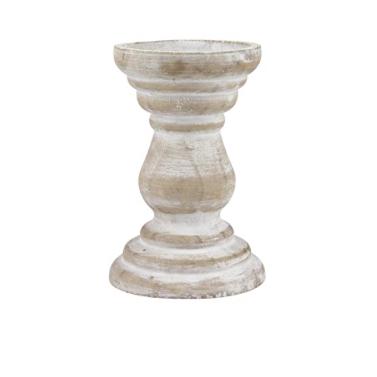 Amazon - Stonebriar Antique White Wooden Pillar Candle Holder - Medium