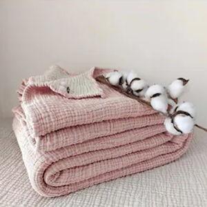 Organic Cotton Soft Pink & Beige 8 Layer / 63x90 US/CA