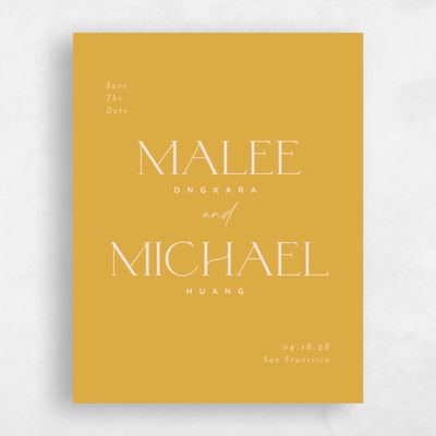 Mustard, Yellow Wedding Save the Date - Buenos Classic
