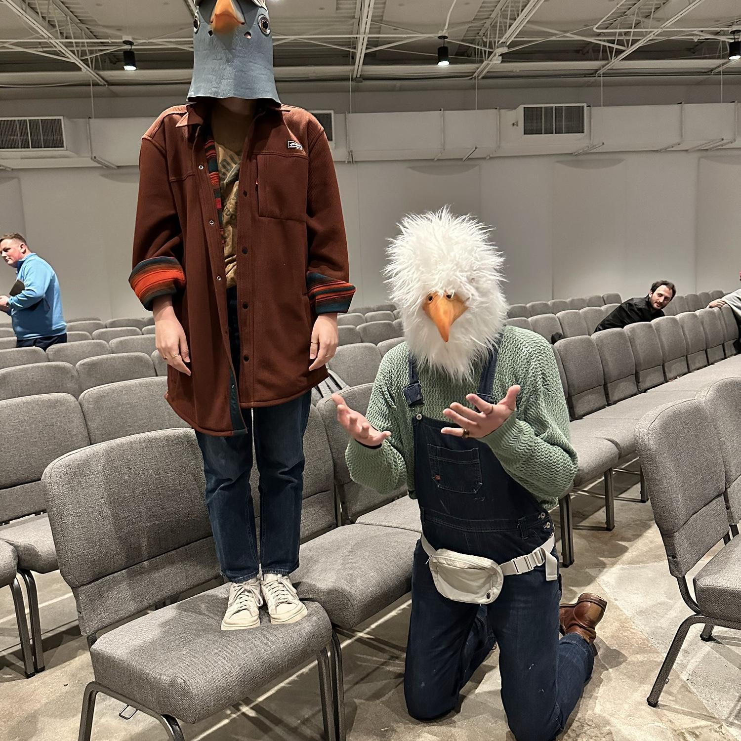 The day before Davis asked me out… we dressed up as each other for Halloween. A Pidgeon and an Eagle.