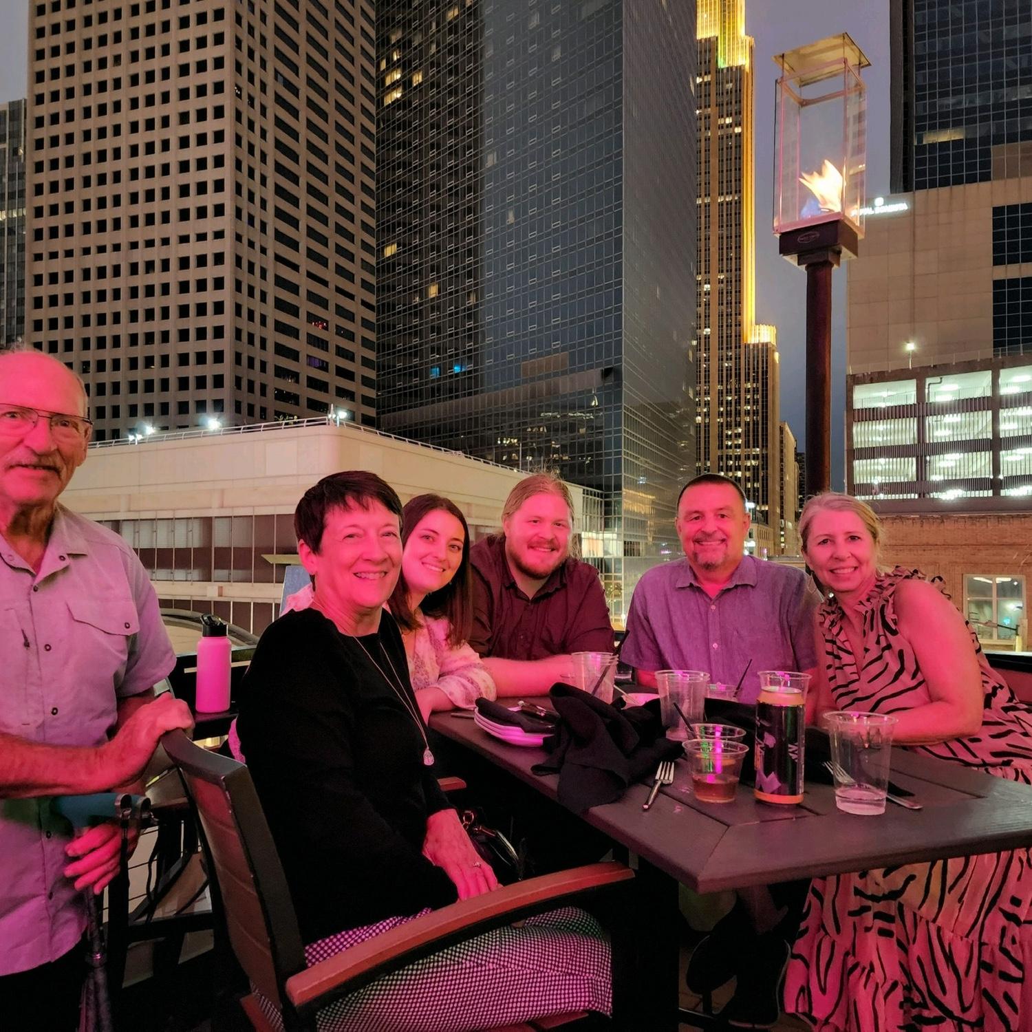 Grad school graduation — first time our parents met each other!