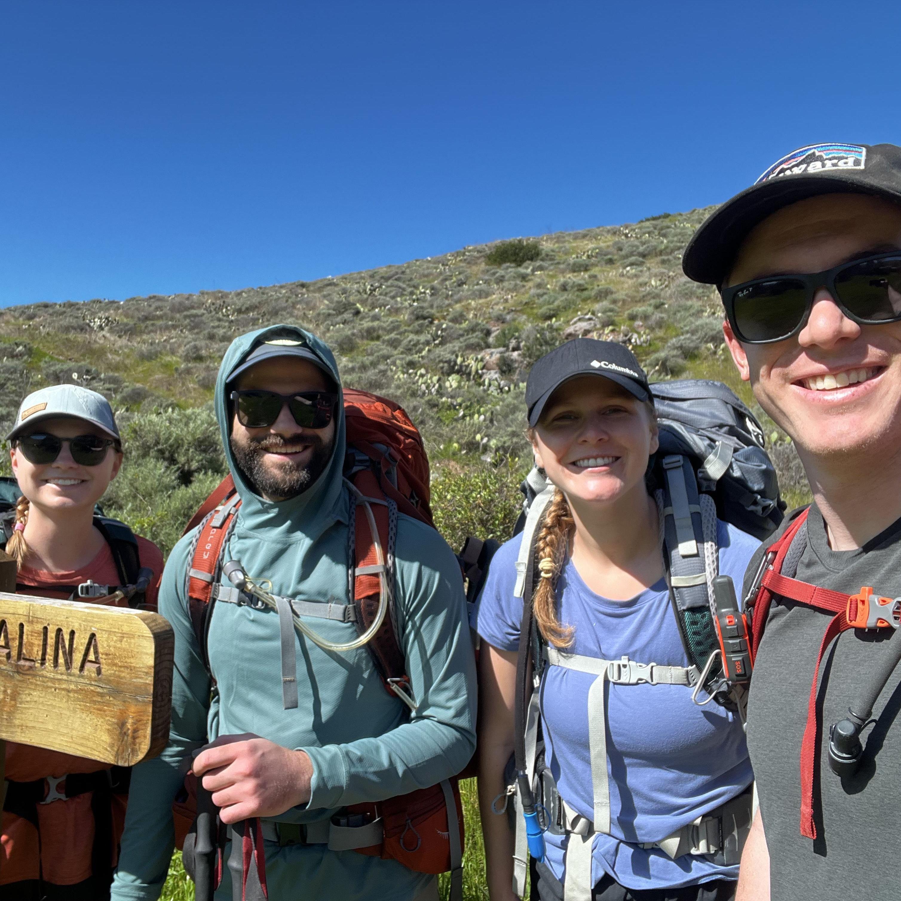 3/16/24 - Kim and Robert backpack part of Catalina Island with friends Alex and Laura. Such a beautiful place!
