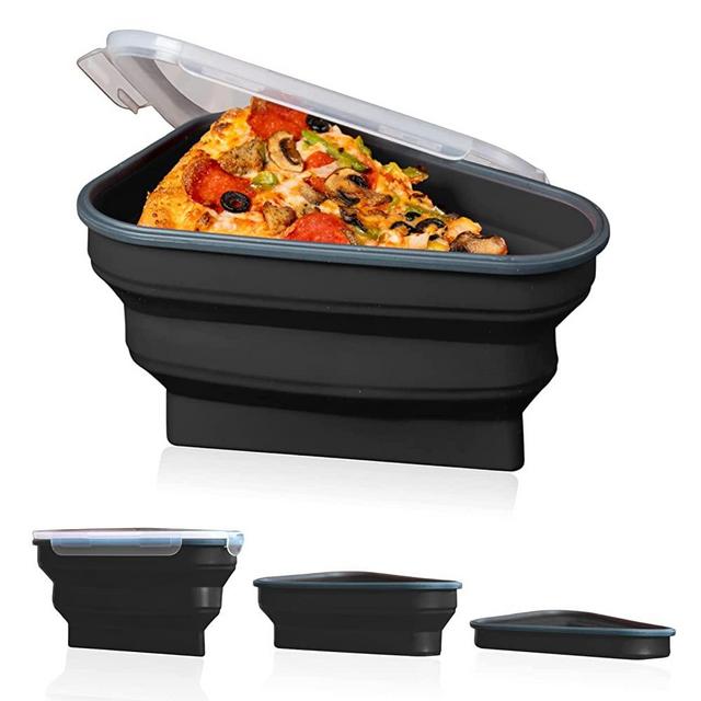 The Perfect Pizza Pack - Reusable Pizza Storage Container with 5 Microwavable Serving Trays - Adjustable Pizza Slice Container to Organize & Save Space - BPA Free, Microwave, & Dishwasher Safe