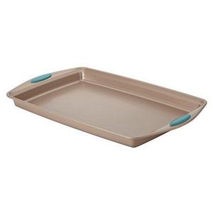 Rachael Ray Nonstick Bakeware 5-Piece Set, Latte Brown with Agave Blue Handle Grips