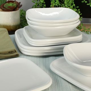 Impulse Square 12-Piece Dinnerware Set with Dinner Bowl, Service for 4