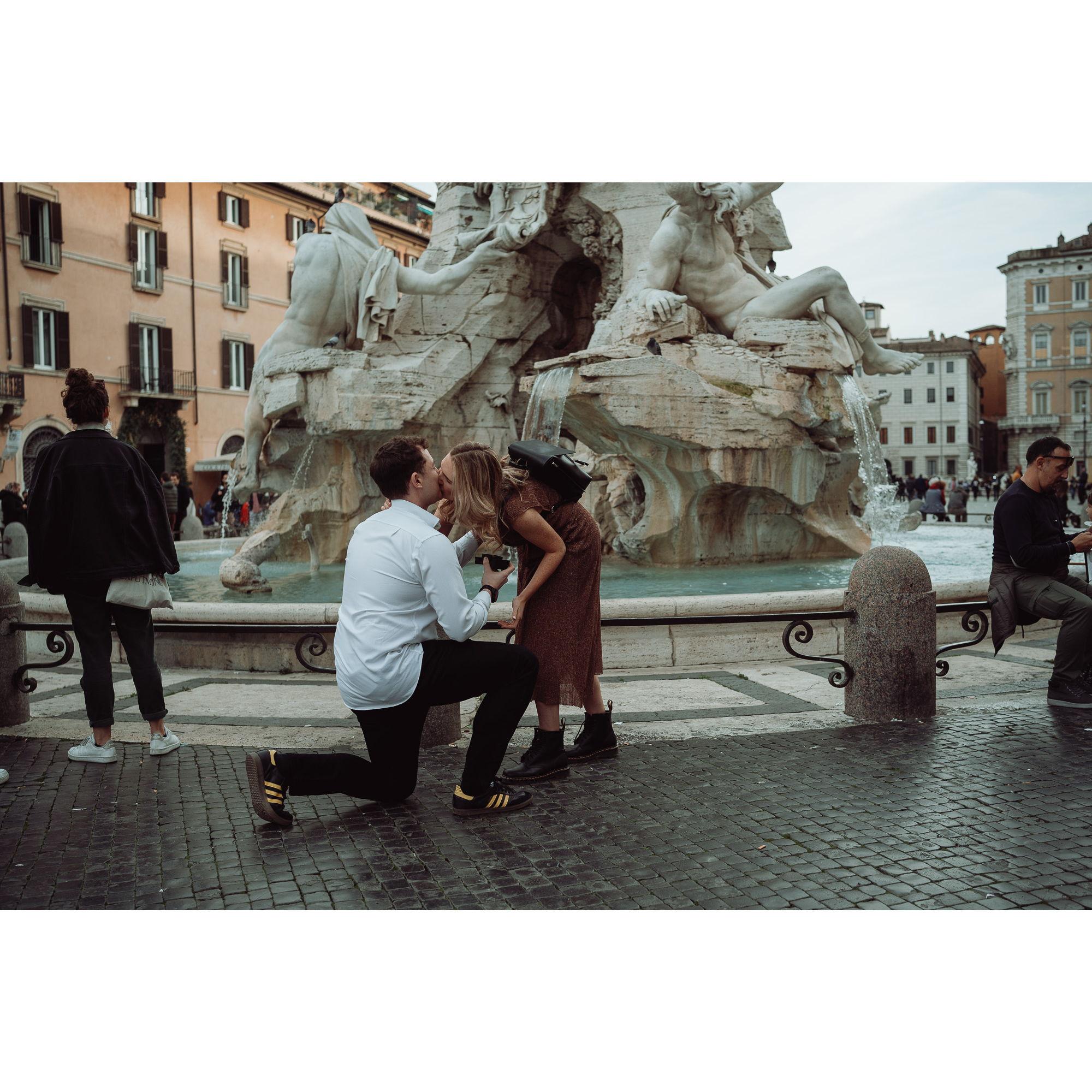 We got engaged in Rome 🇮🇹 (This is actually the fountain from Angels and Demons https://www.youtube.com/watch?v=Pw0CzPQdaE4)