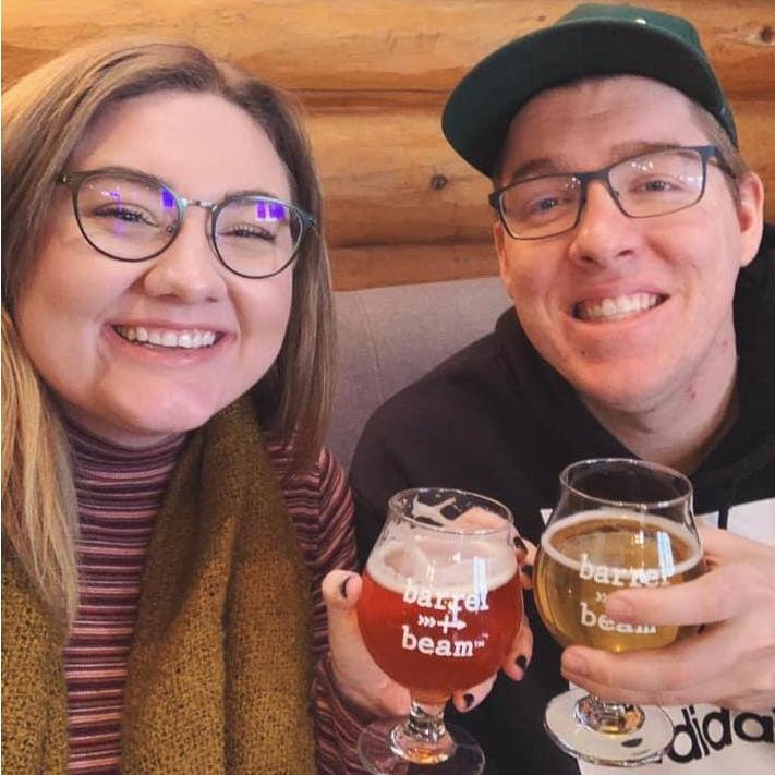 A quick cheer after signing our contract with the wedding venue. January 2020.