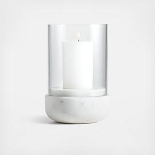 Curve Marble & Glass Hurricane Candle Holder