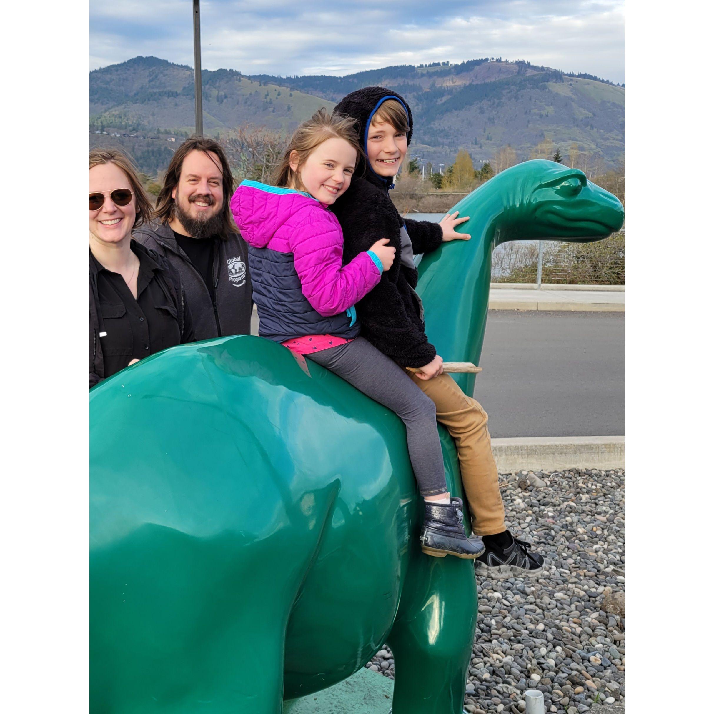 The family that rides dinosaurs together...stays together