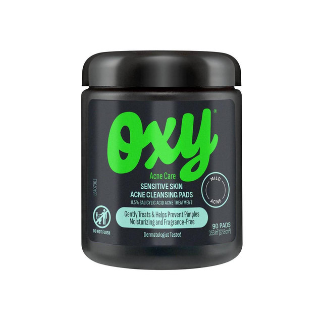 Oxy Sensitive Skin 0.5% Salicylic Acid Face and Body Acne Face Cleansing Pads - 90ct: Paraben-Free, Contains Salicylic Acid, Unscented