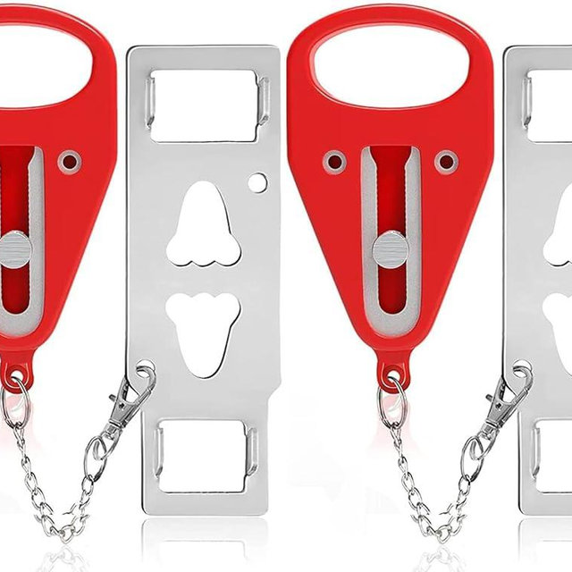 2 Pieces Red Portable Door Locks,Temporary Door Lockdown for Hotel Apartment, Provide More Security in an Unfamiliar Environment, Compact and Reliable Travel Essentials for Motels Dorm