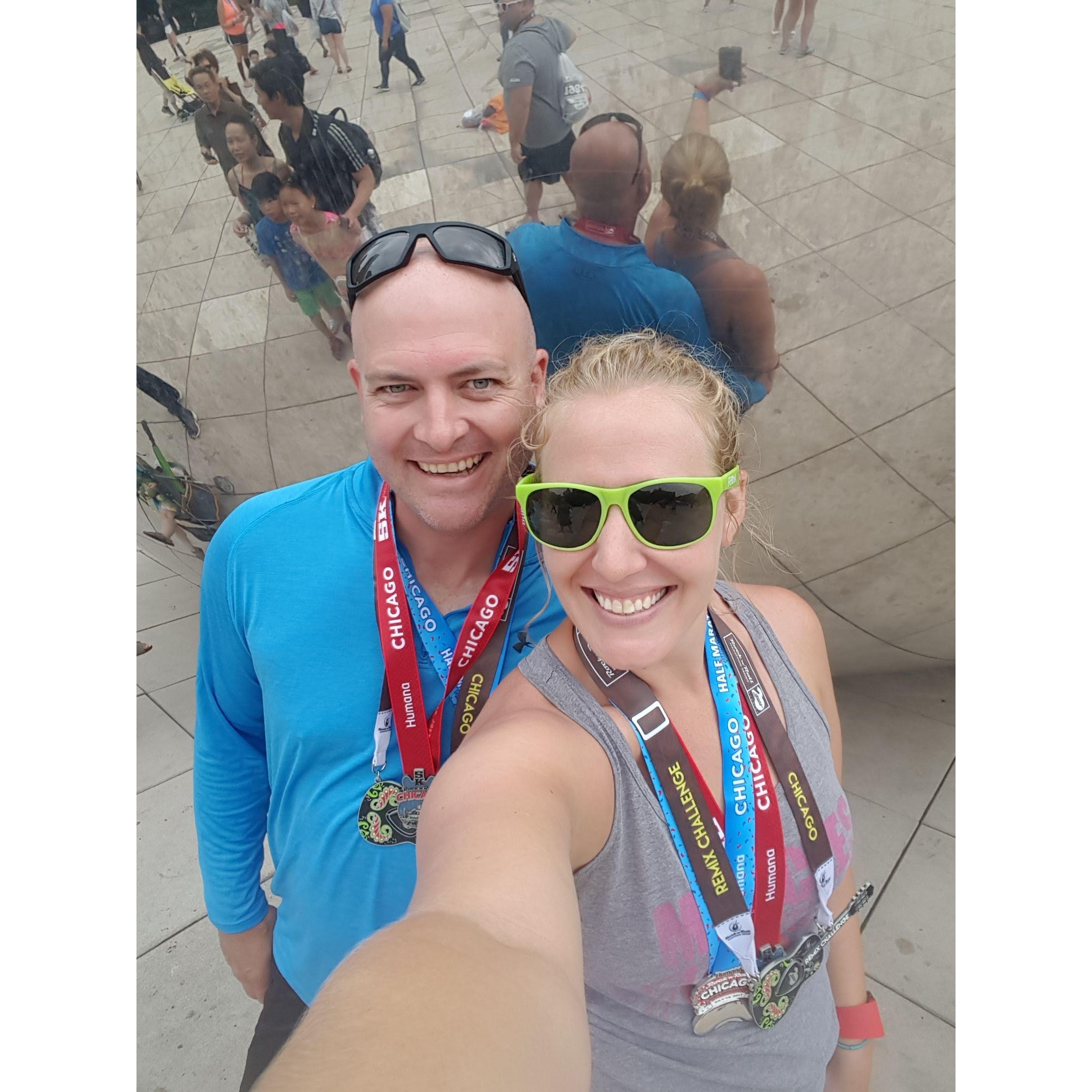 Did a 5k with the girls the day before and a half marathon that morning in Chicago.